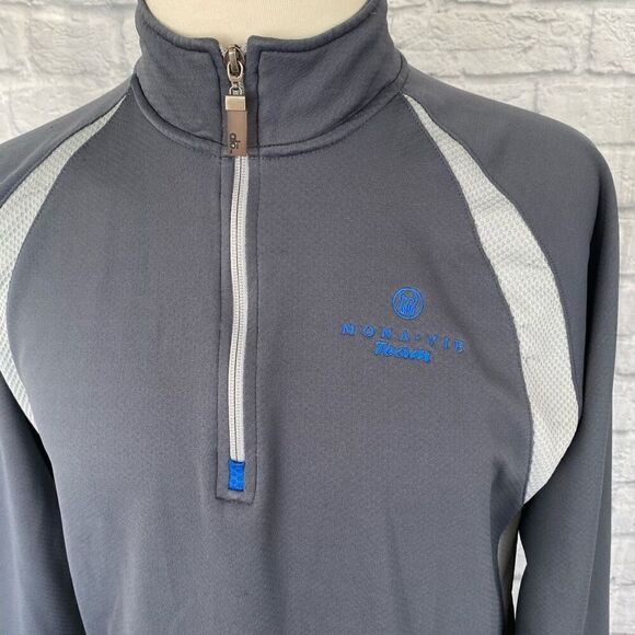 Alo cool fit men XL Longsleeve 1/4 zip mock turtleneck grey & blue - Picture 2 of 12